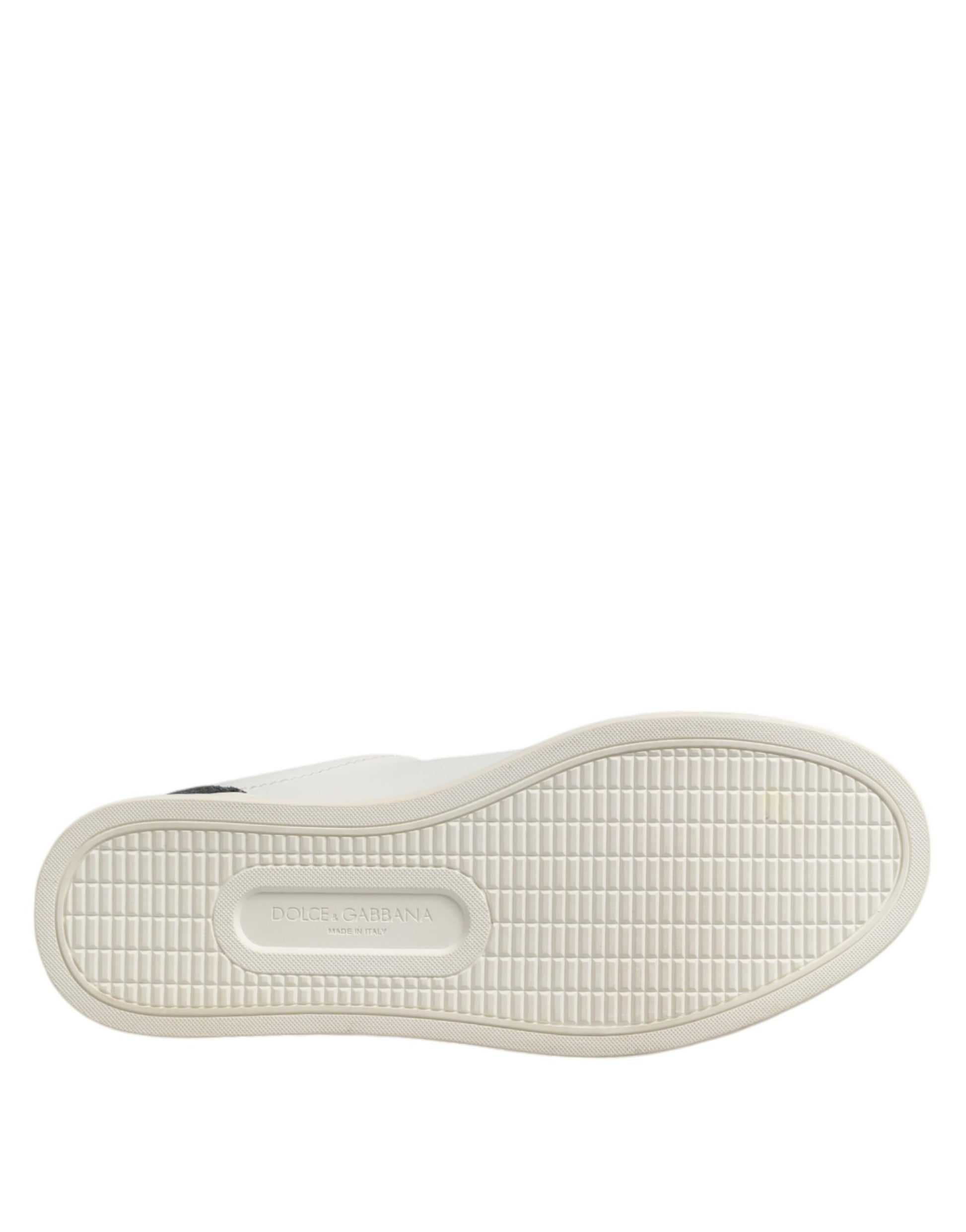 Dolce & Gabbana White and Black Leather Low-Top Sneakers for Men