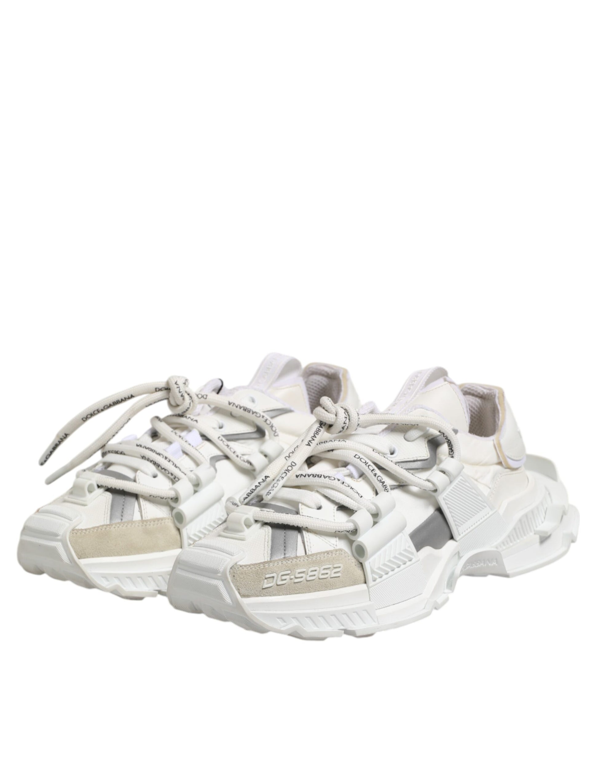 Dolce & Gabbana White Gray Low Top Space Sneakers