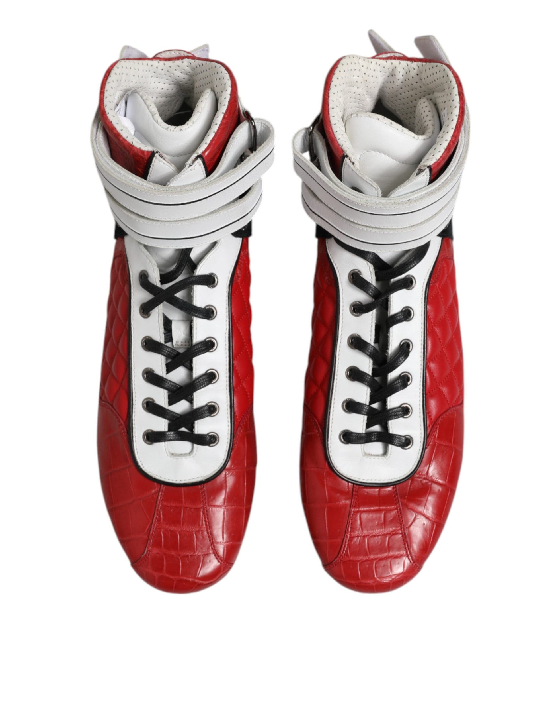 Dolce & Gabbana Red Quilted Leather Lace Up Sneakers