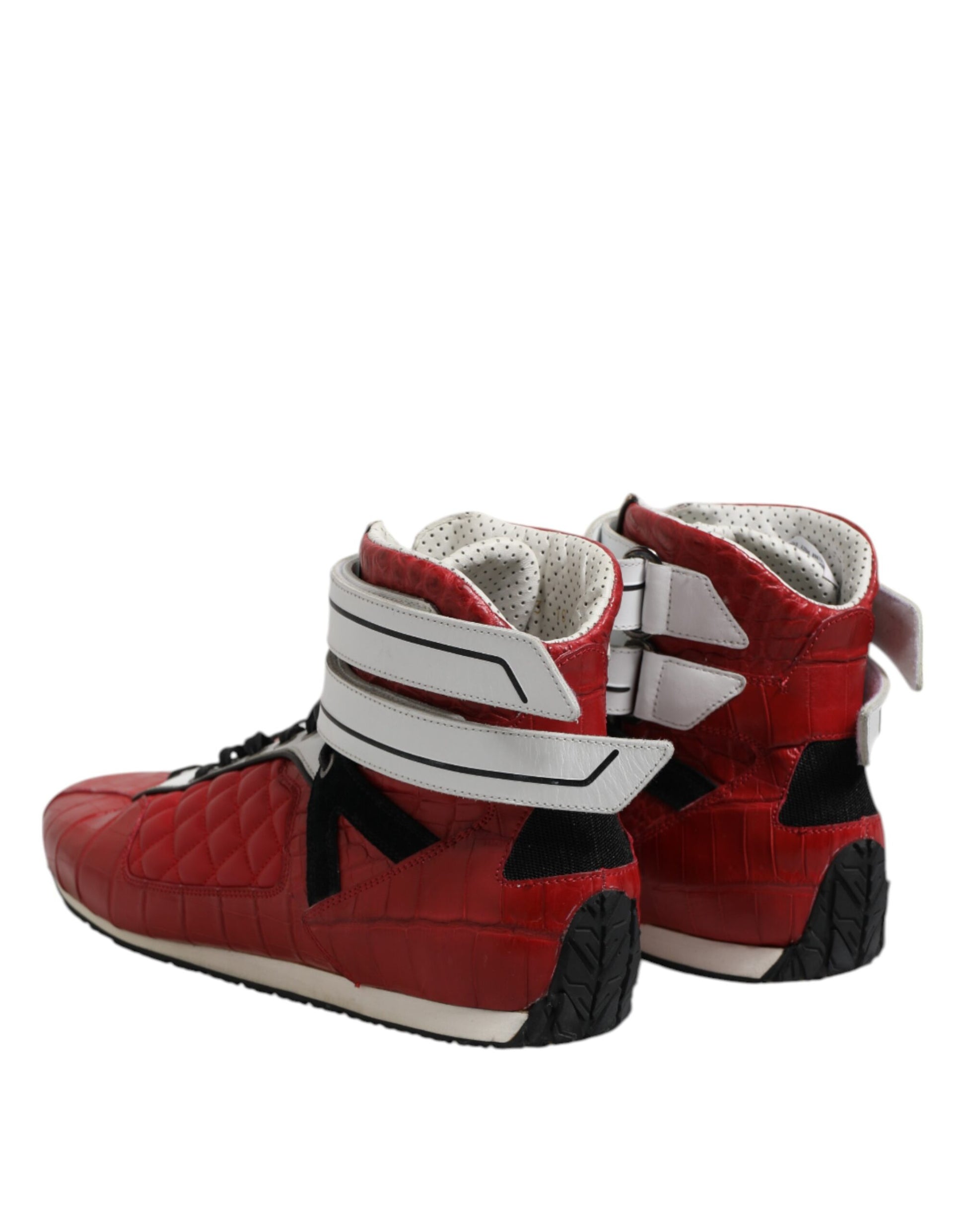 Dolce & Gabbana Red Quilted Leather Lace Up Sneakers