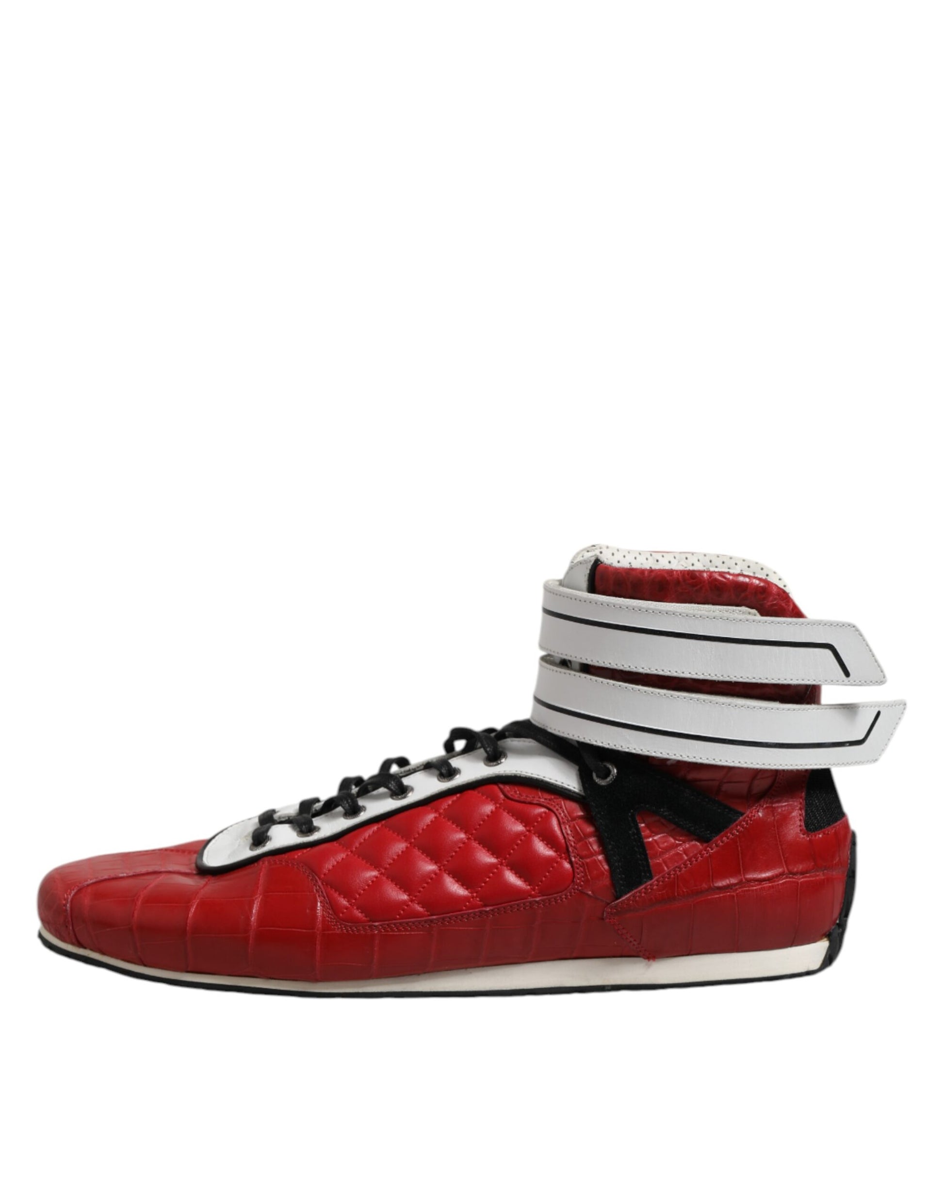 Dolce & Gabbana Red Quilted Leather Lace Up Sneakers