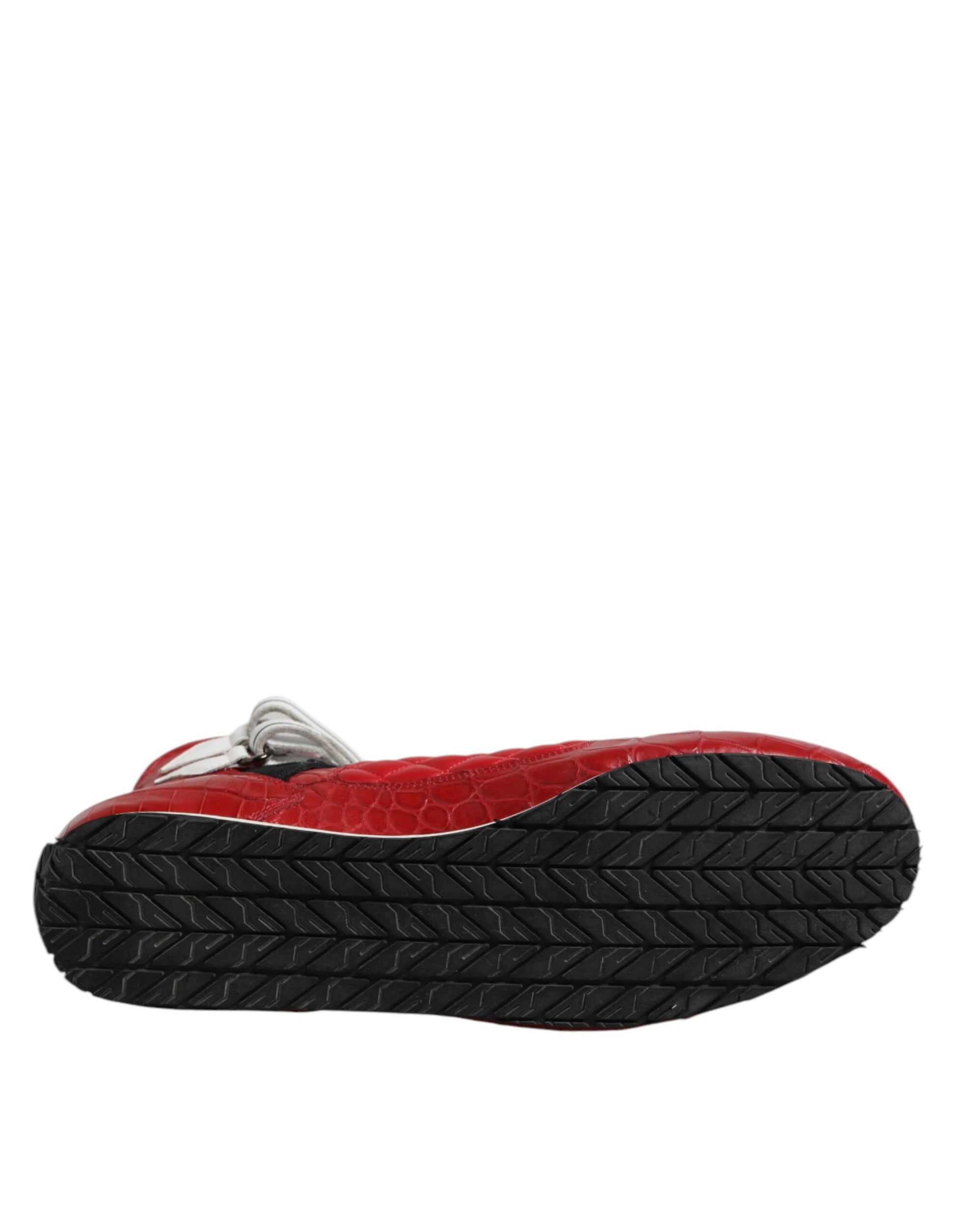 Dolce & Gabbana Red Quilted Leather Lace Up Sneakers