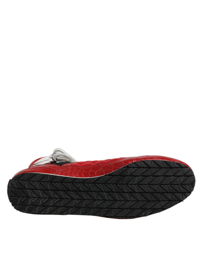 Dolce & Gabbana Red Quilted Leather Lace Up Sneakers