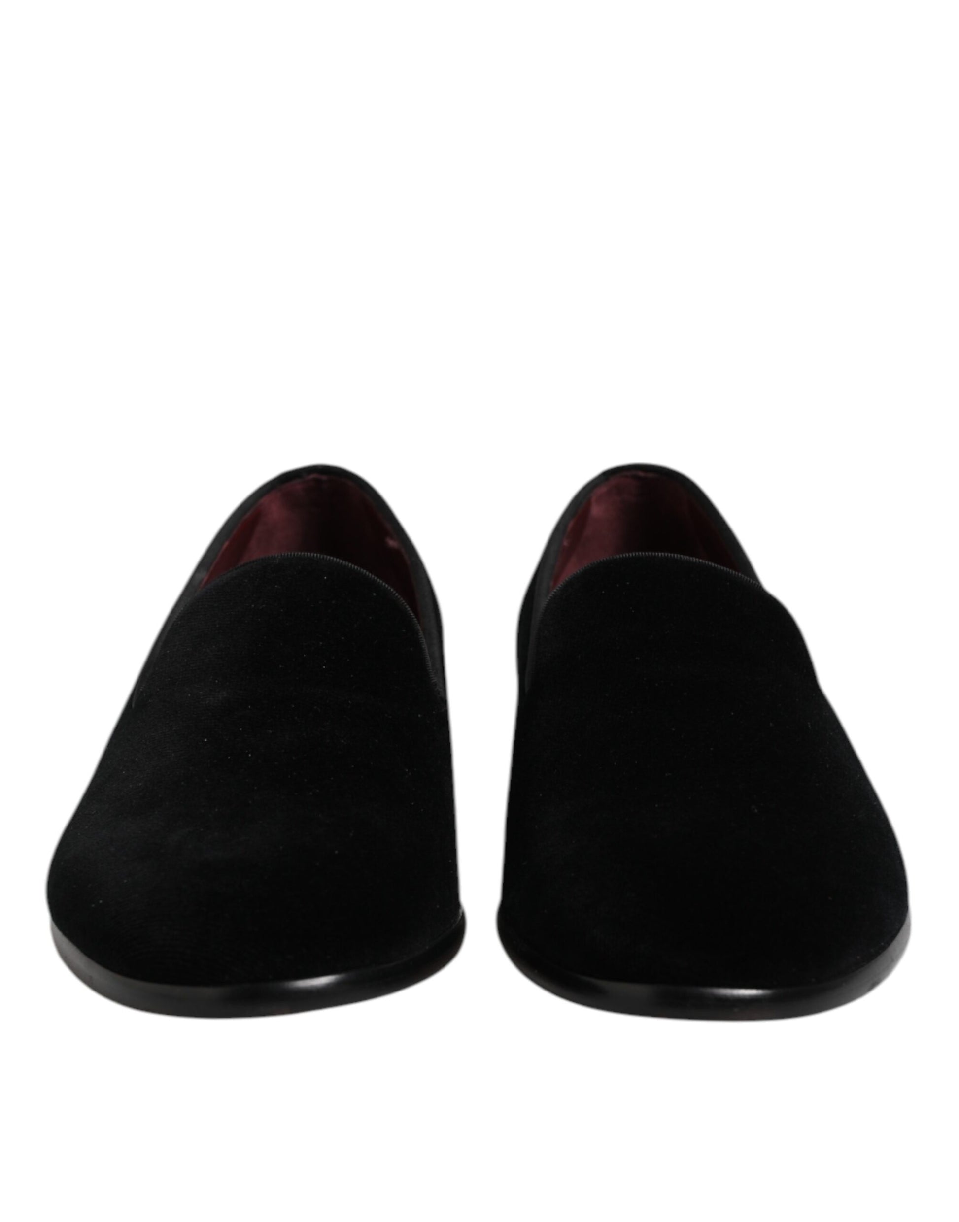 Dolce & Gabbana Black Velvet Slip On Loafers