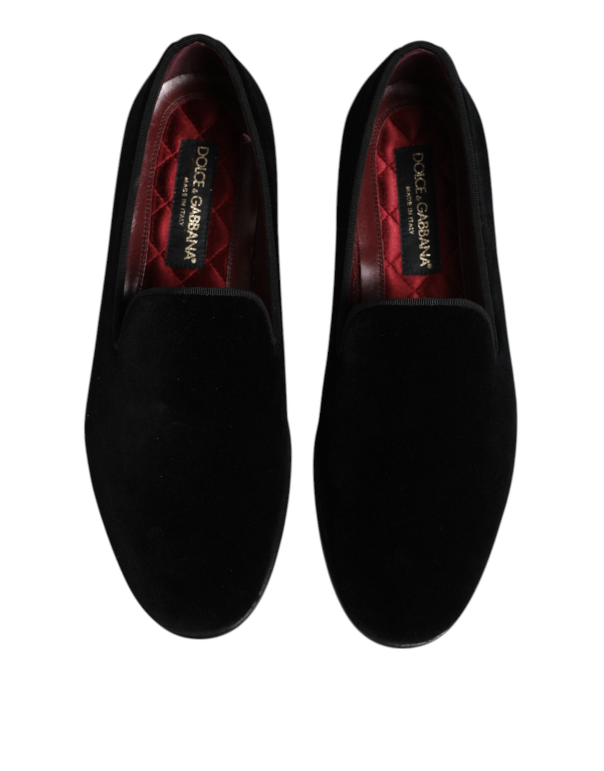 Dolce & Gabbana Black Velvet Slip On Loafers