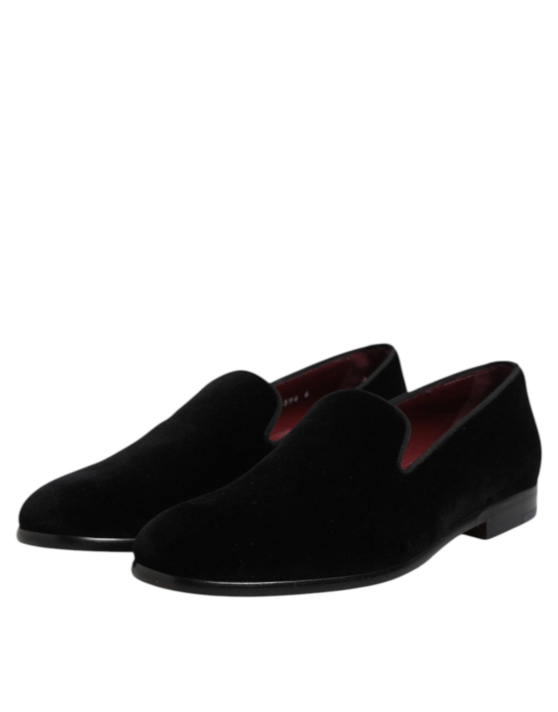 Dolce & Gabbana Black Velvet Slip On Loafers