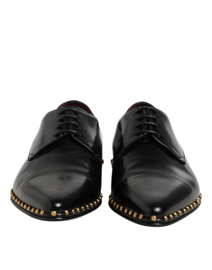 Dolce & Gabbana Black Leather Studded Derby Dress Shoes for Men