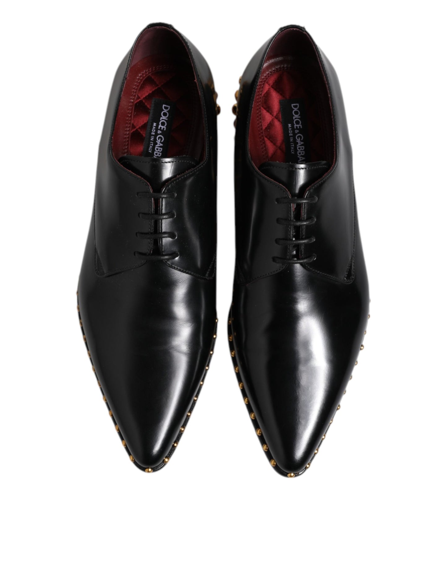 Dolce & Gabbana Black Leather Studded Derby Dress Shoes for Men