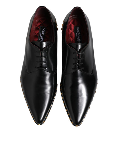 Dolce & Gabbana Black Leather Studded Derby Dress Shoes for Men