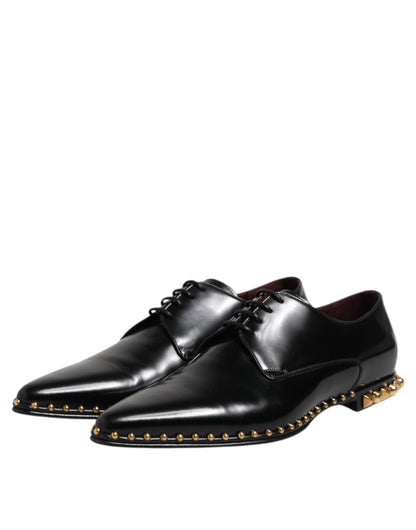Dolce & Gabbana Black Leather Studded Derby Dress Shoes for Men