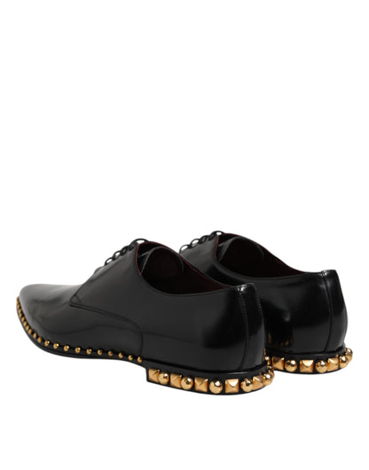 Dolce & Gabbana Black Leather Studded Derby Dress Shoes for Men
