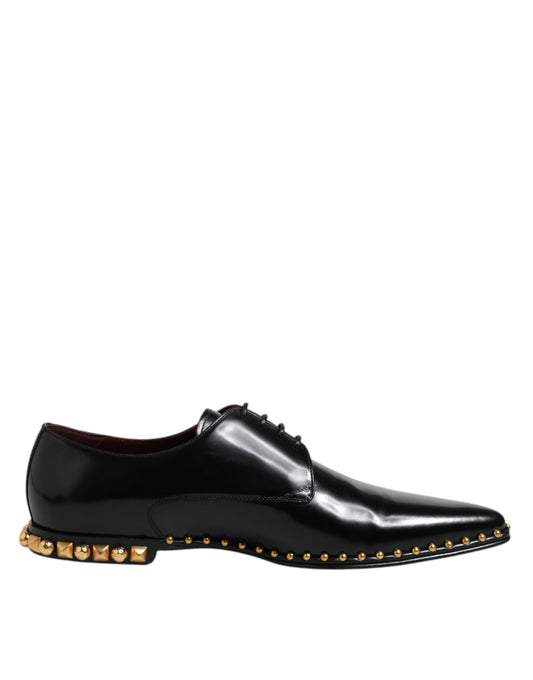 Dolce & Gabbana Black Leather Studded Derby Dress Shoes for Men