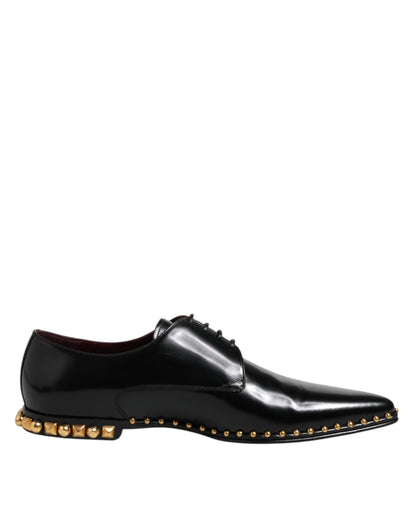 Dolce & Gabbana Black Leather Studded Derby Dress Shoes for Men