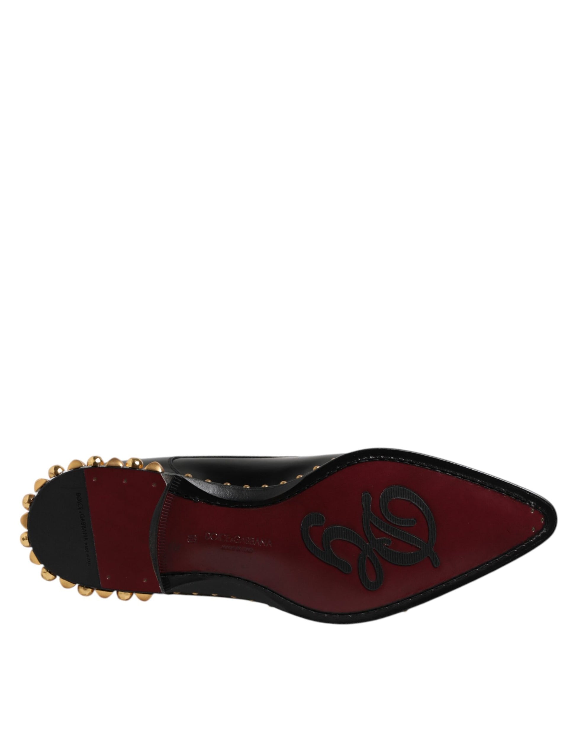 Dolce & Gabbana Black Leather Studded Derby Dress Shoes for Men