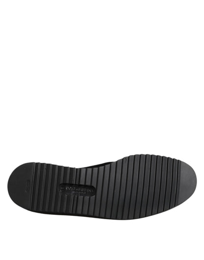 Dolce & Gabbana Black Embroidered Crown Loafers