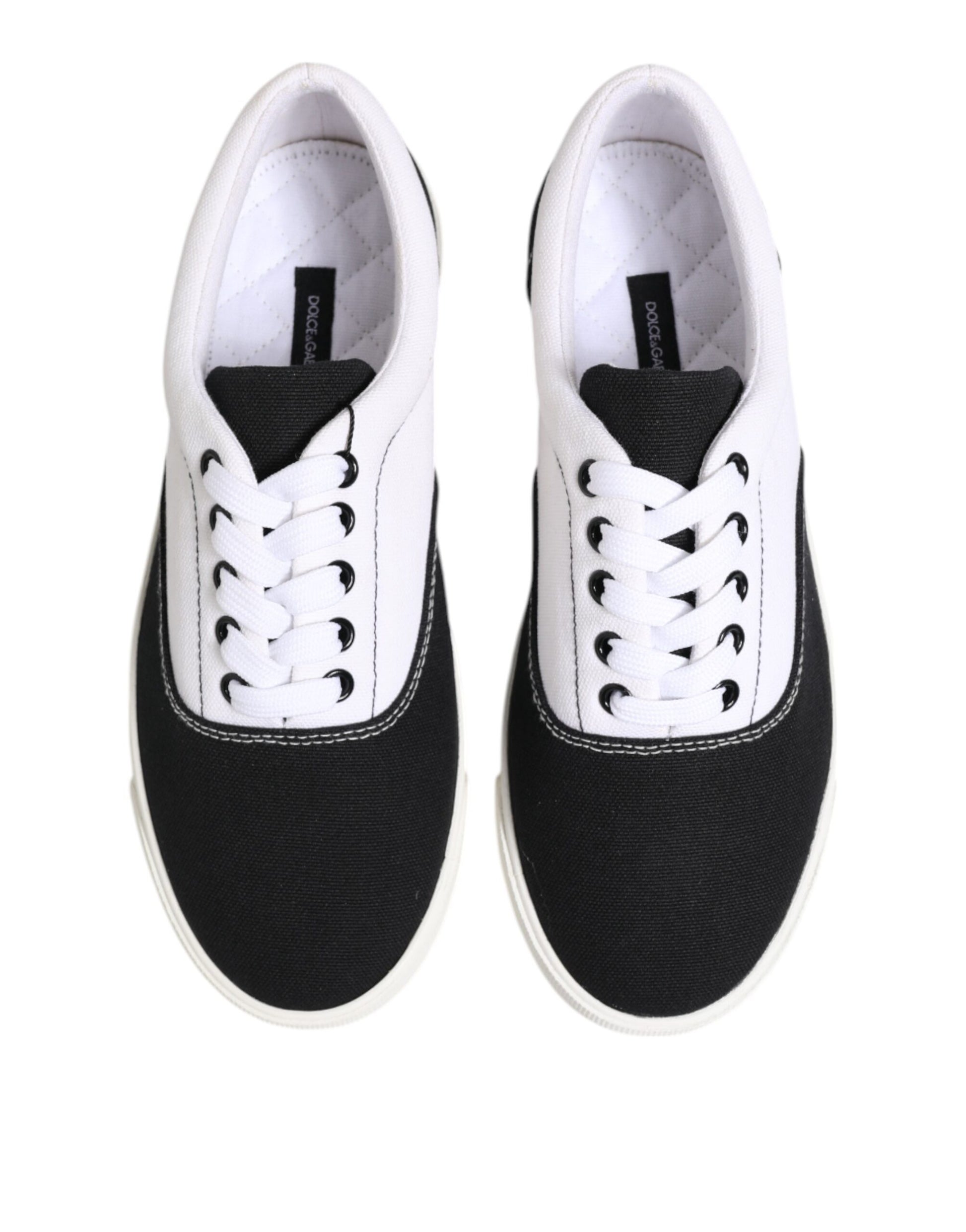 Dolce & Gabbana Black Cotton Canvas Lace Up Men Sneakers