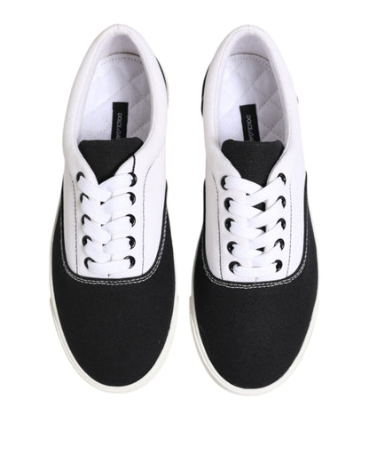 Dolce & Gabbana Black Cotton Canvas Lace Up Men Sneakers