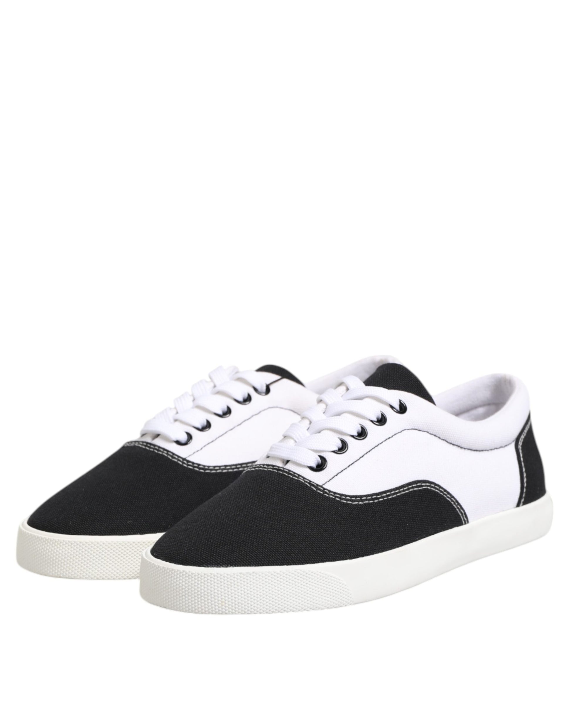 Dolce & Gabbana Black Cotton Canvas Lace Up Men Sneakers