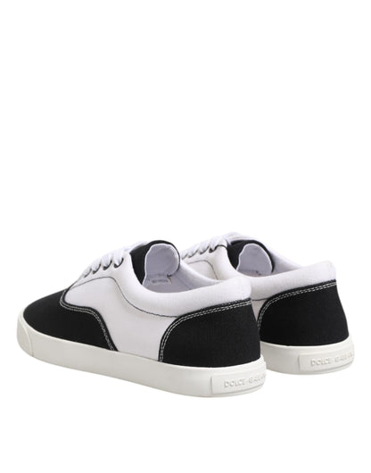 Dolce & Gabbana Black Cotton Canvas Lace Up Men Sneakers