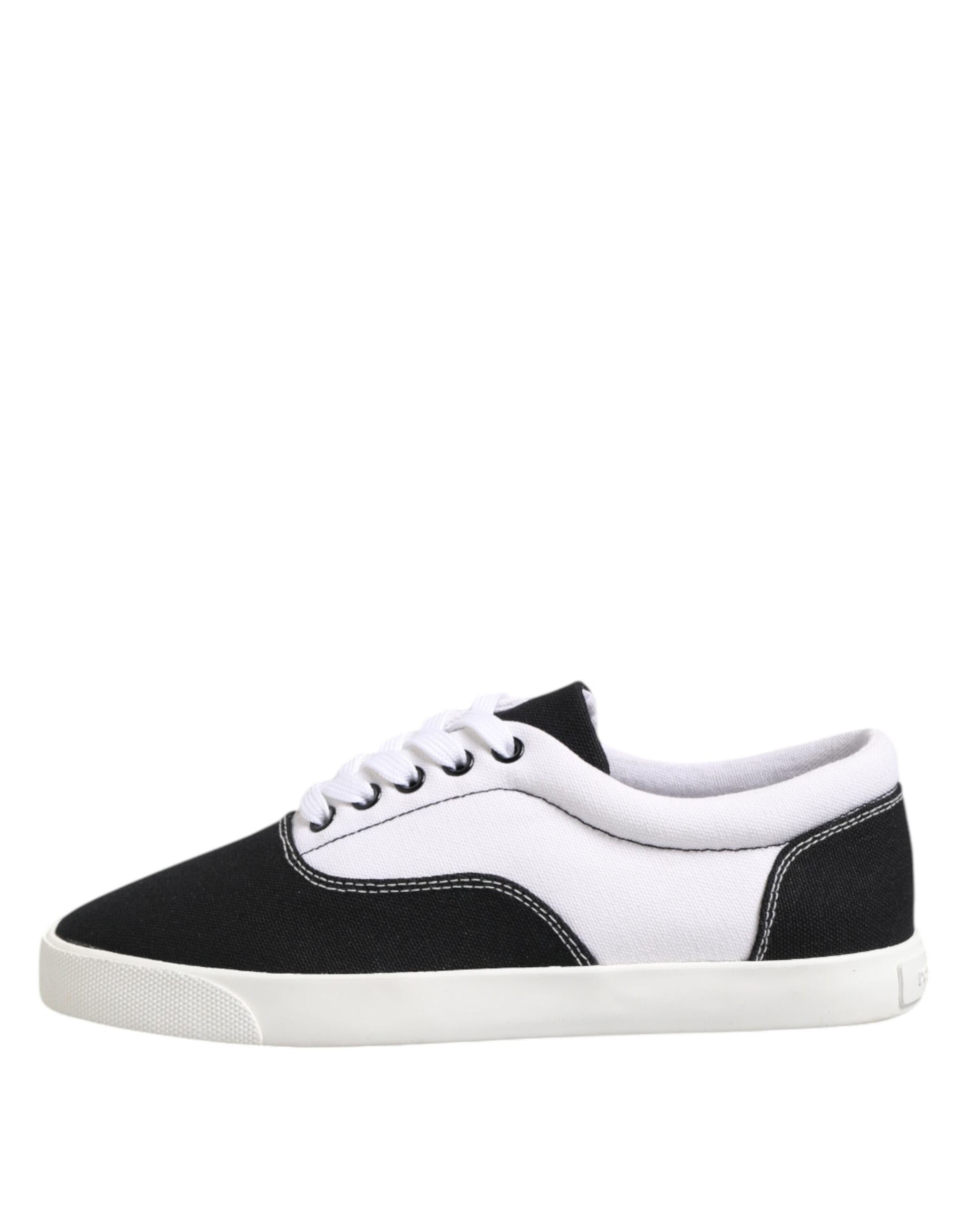 Dolce & Gabbana Black Cotton Canvas Lace Up Men Sneakers