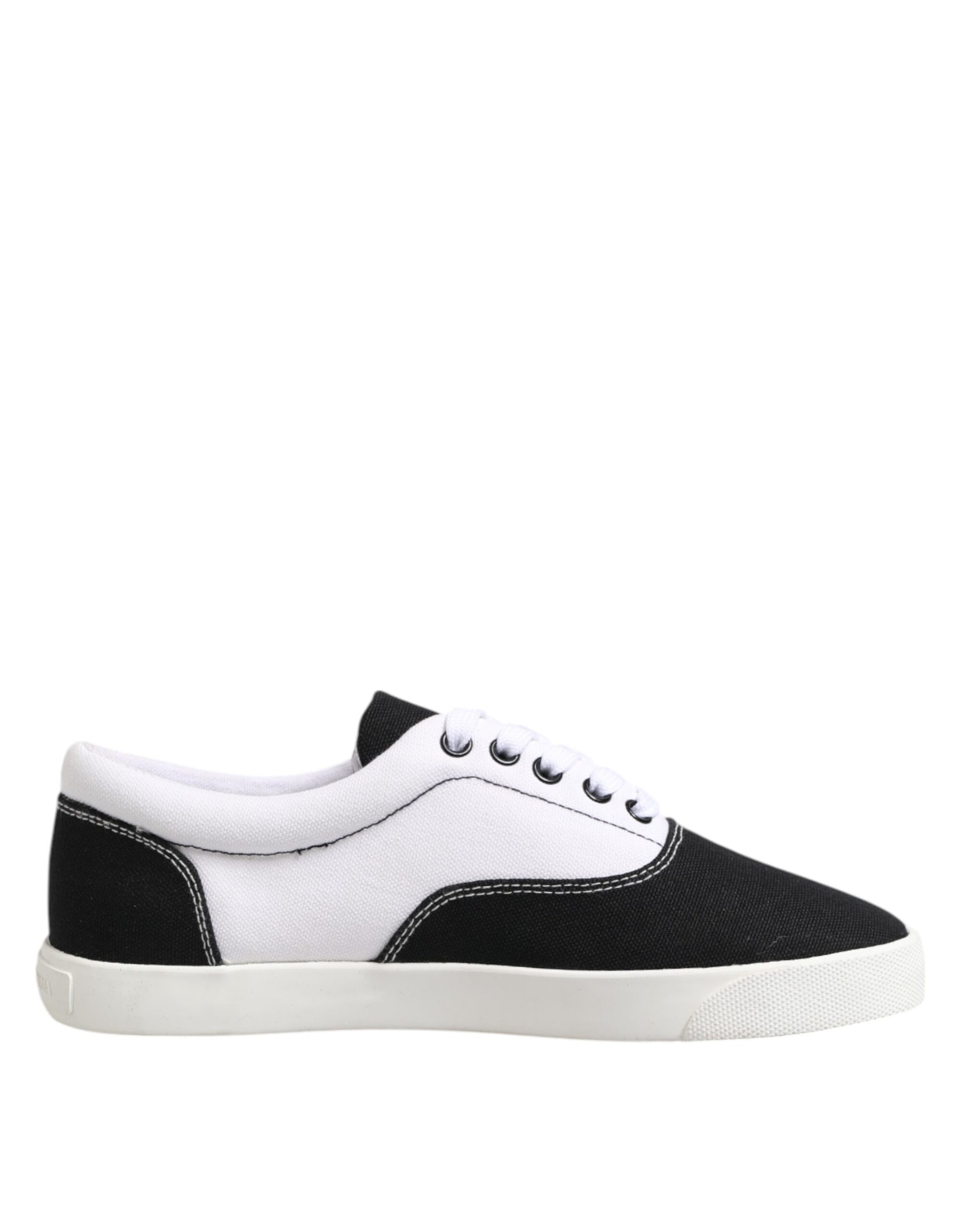 Dolce & Gabbana Black Cotton Canvas Lace Up Men Sneakers