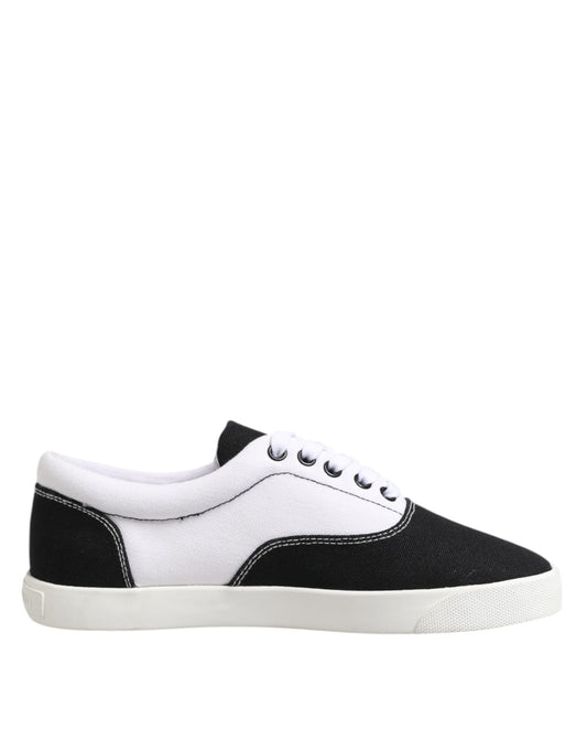 Dolce & Gabbana Black Cotton Canvas Lace Up Men Sneakers