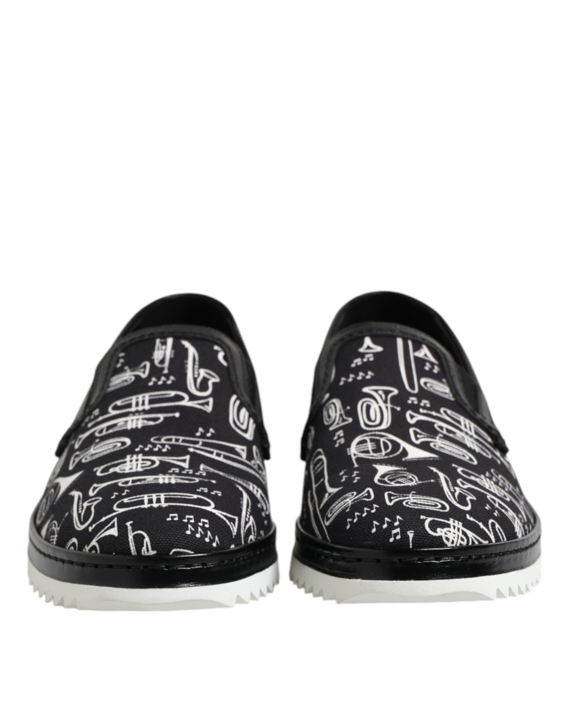 Dolce & Gabbana Black Slip On Printed Men's Loafers