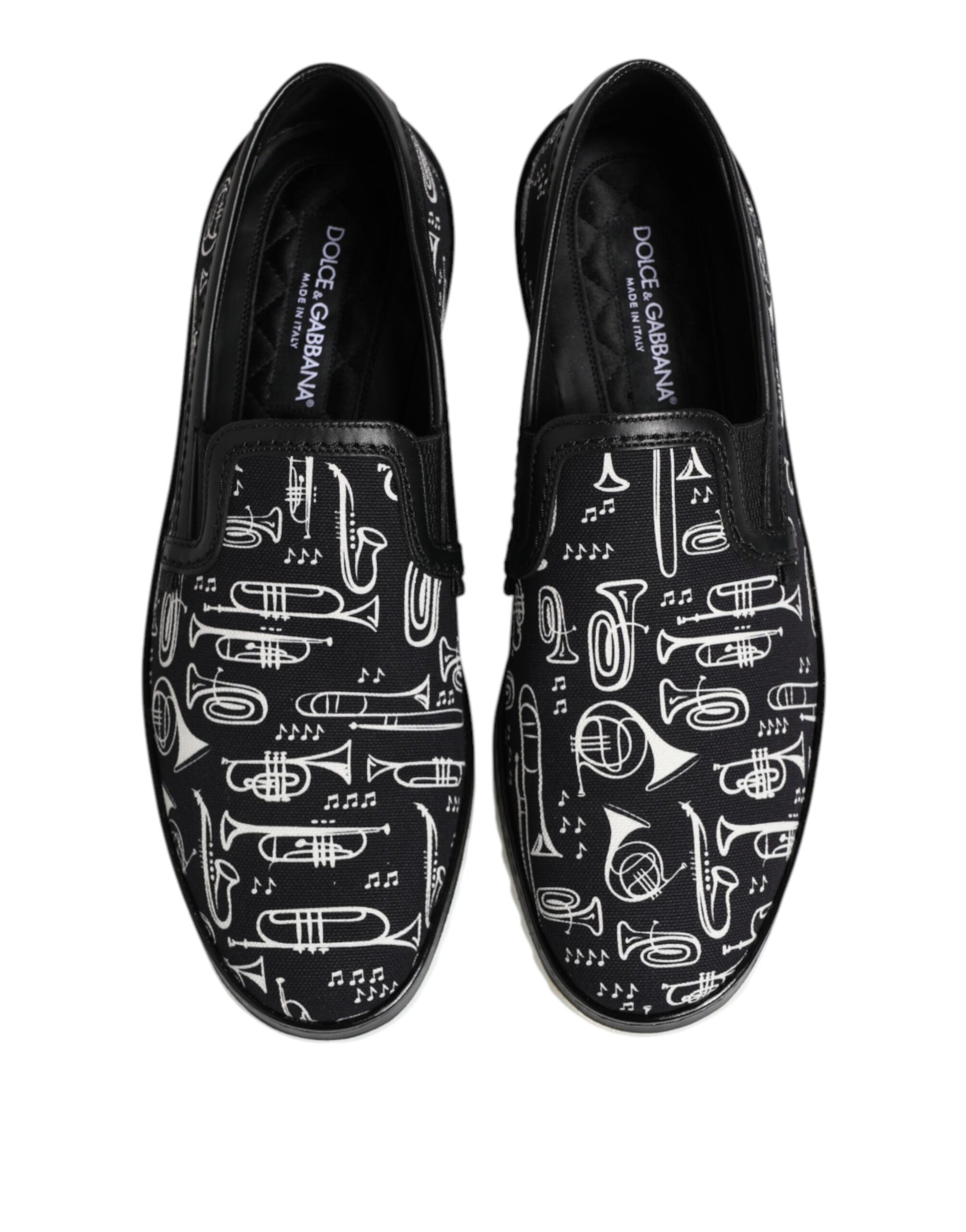 Dolce & Gabbana Black Slip On Printed Men's Loafers