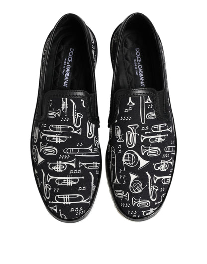 Dolce & Gabbana Black Slip On Printed Men's Loafers
