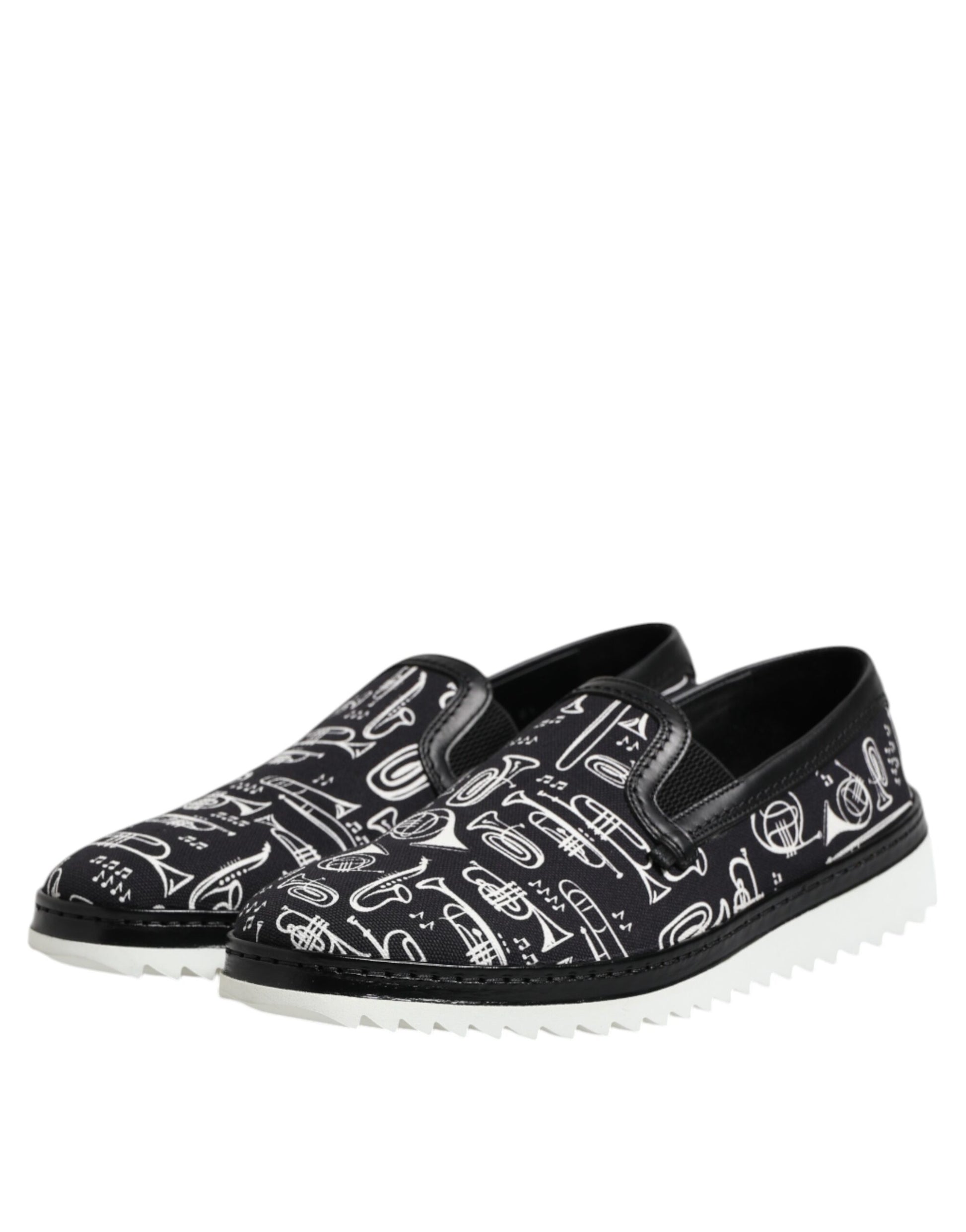 Dolce & Gabbana Black Slip On Printed Men's Loafers
