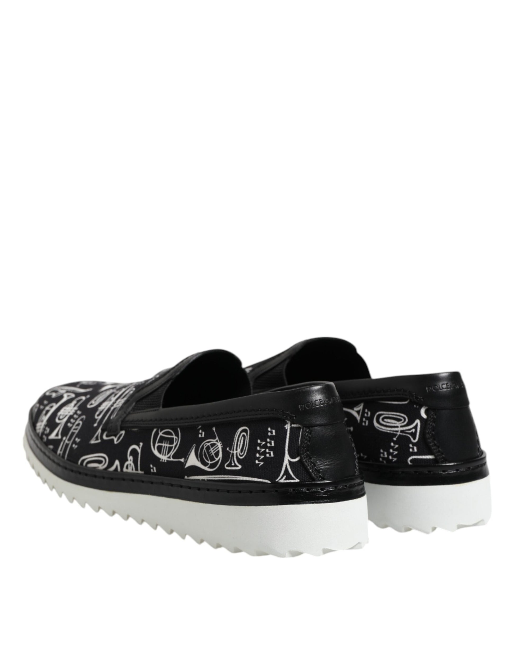 Dolce & Gabbana Black Slip On Printed Men's Loafers