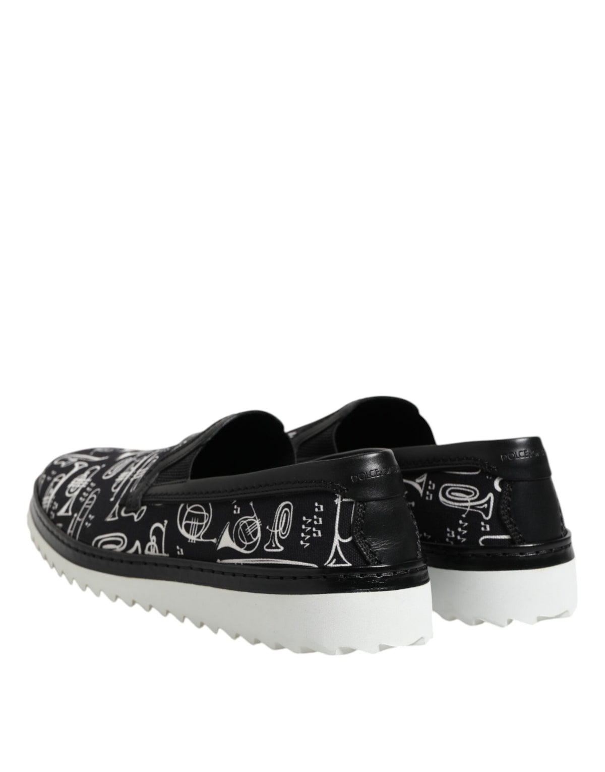 Dolce & Gabbana Black Slip On Printed Men's Loafers