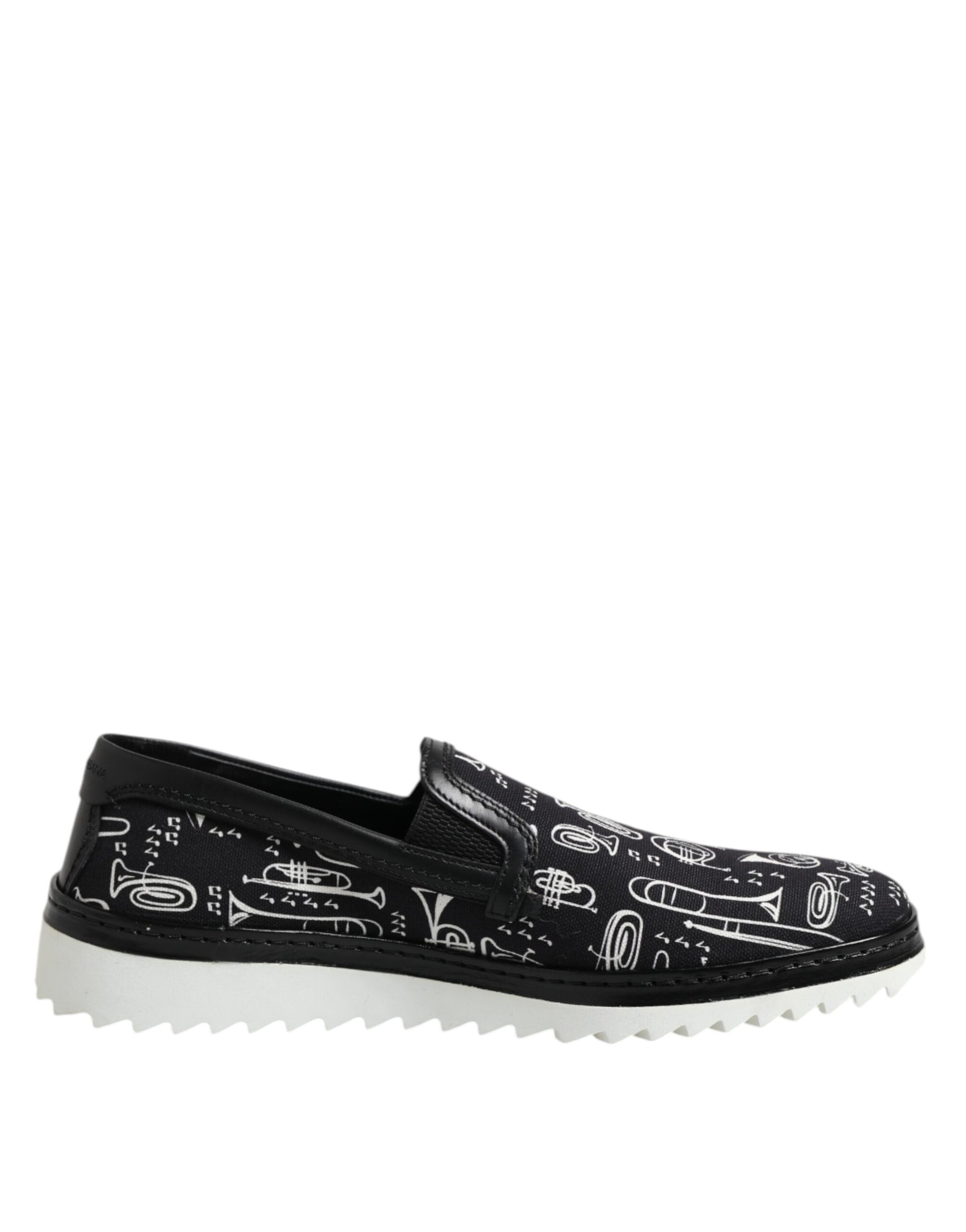 Dolce & Gabbana Black Slip On Printed Men's Loafers