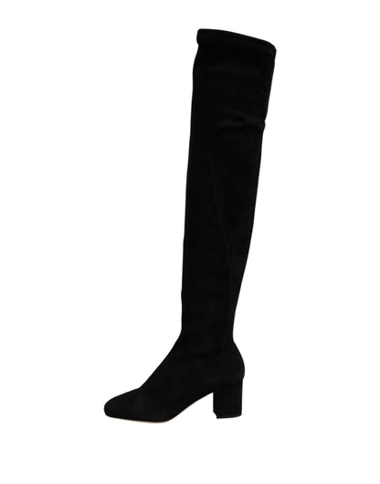 Dolce & Gabbana Black Suede Leather Knee High Boots