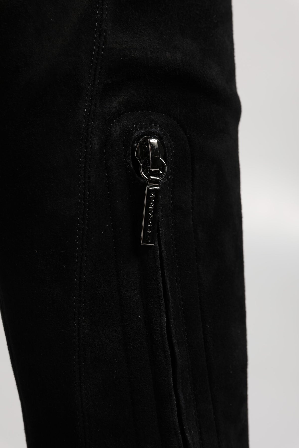 Dolce & Gabbana Black Suede Leather Knee High Boots