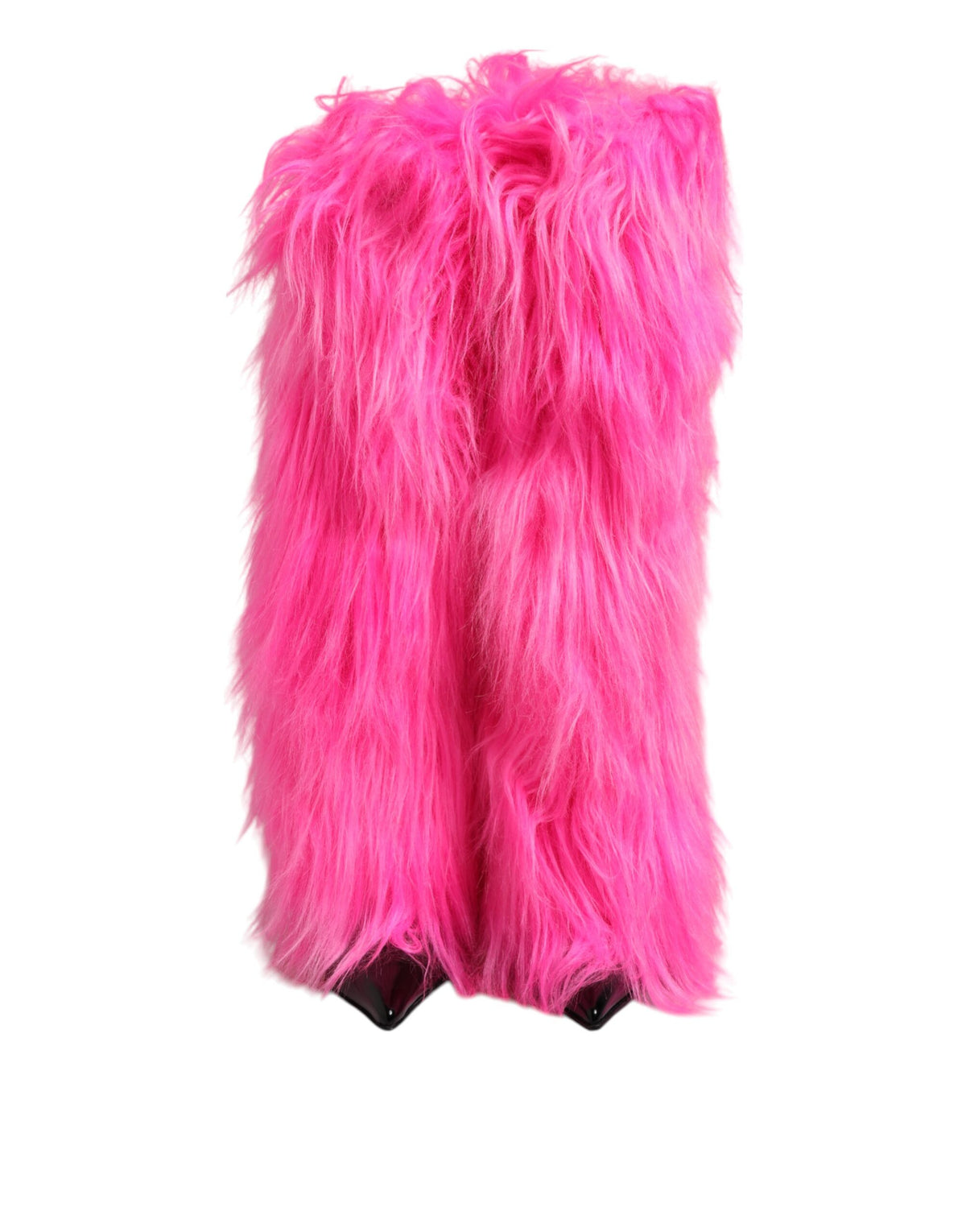 Dolce & Gabbana Pink Faux Fur Leather High Heels Boots