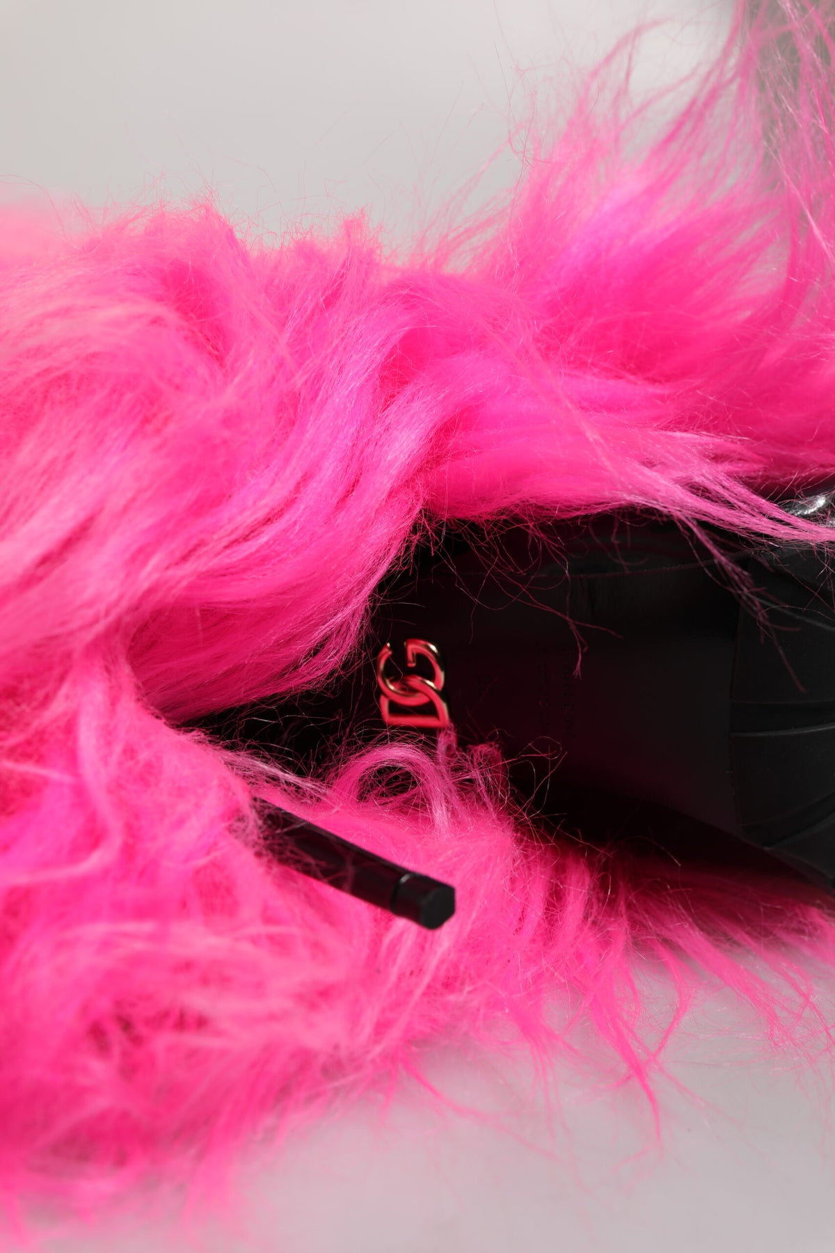 Dolce & Gabbana Pink Faux Fur Leather High Heels Boots