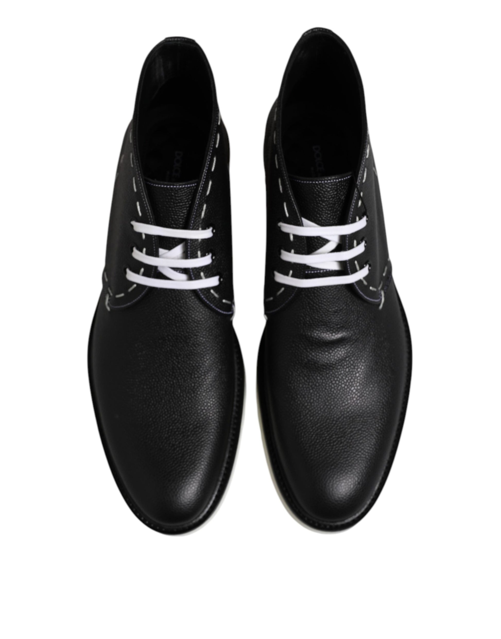 Dolce & Gabbana Black and White Leather Ankle Boots