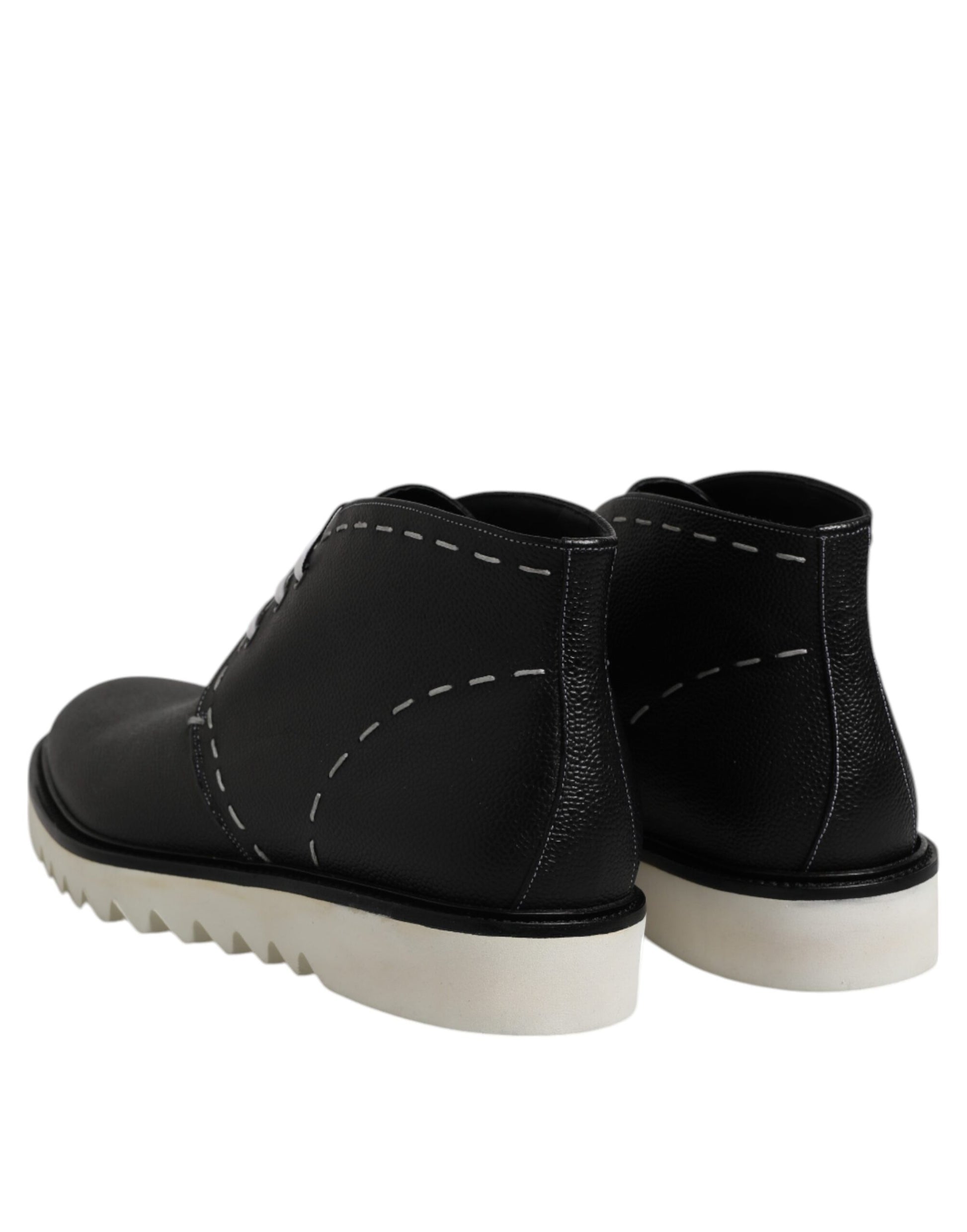 Dolce & Gabbana Black and White Leather Ankle Boots