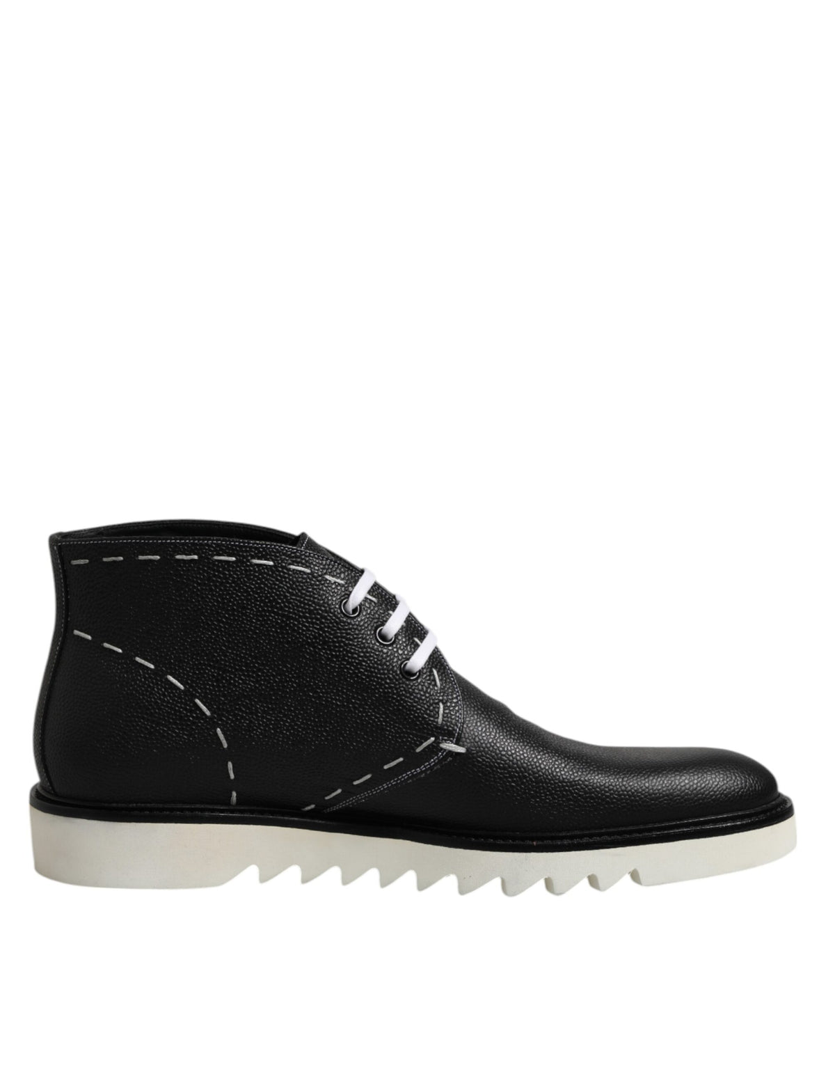Dolce & Gabbana Black and White Leather Ankle Boots