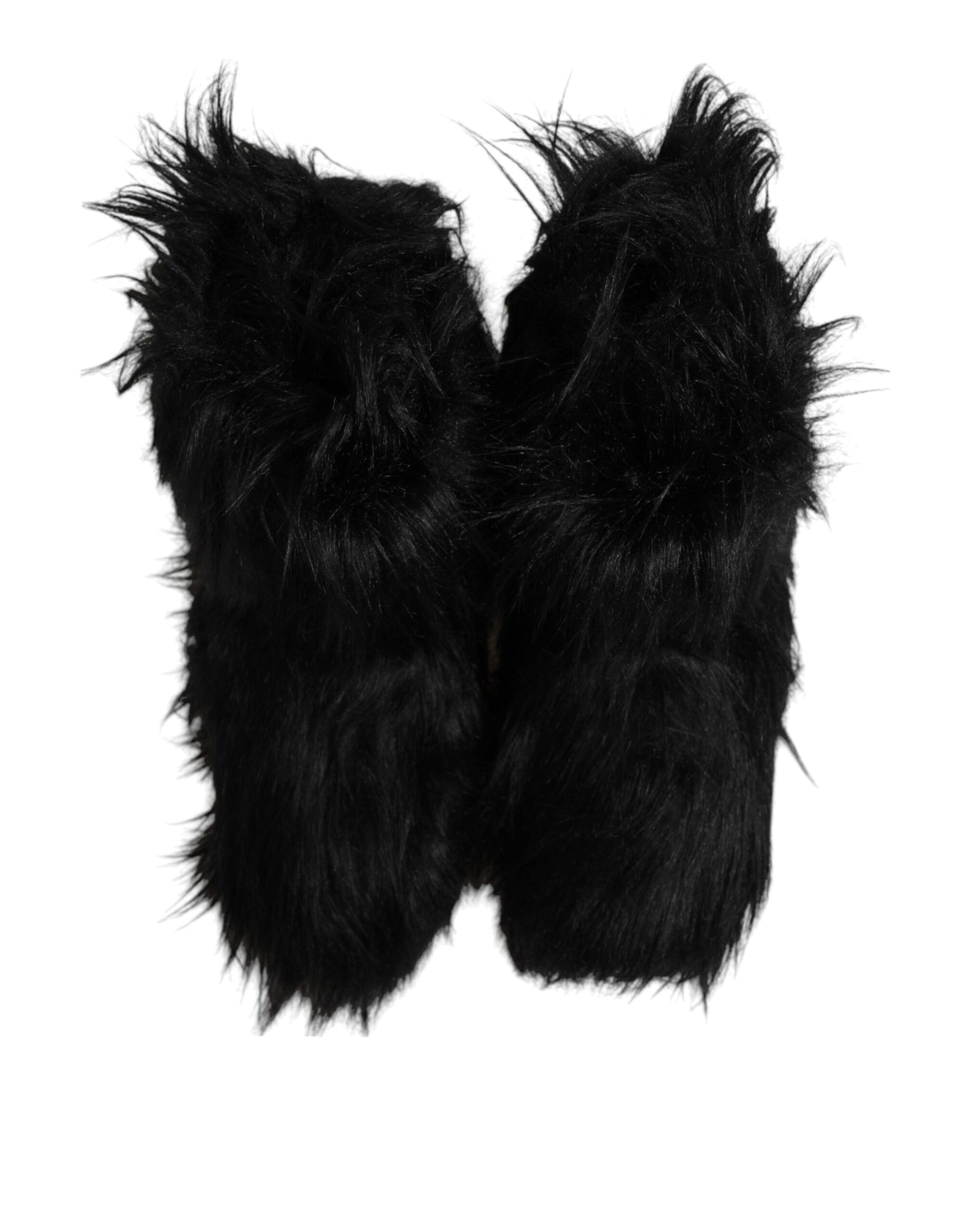 Dolce & Gabbana Black Faux Fur Mid Calf Boots