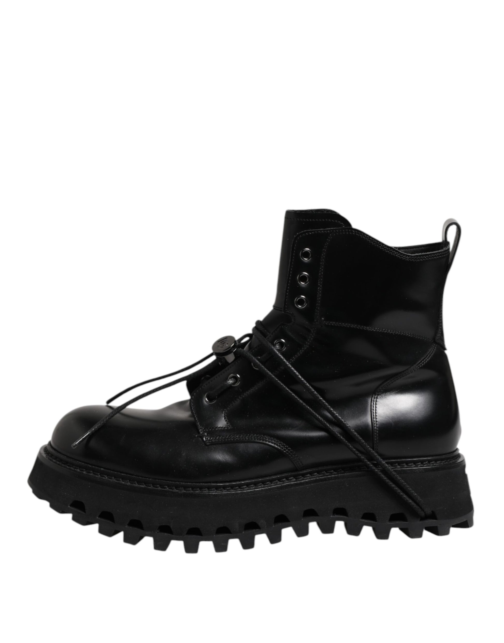 Dolce & Gabbana Black Leather Logo Ankle Boots