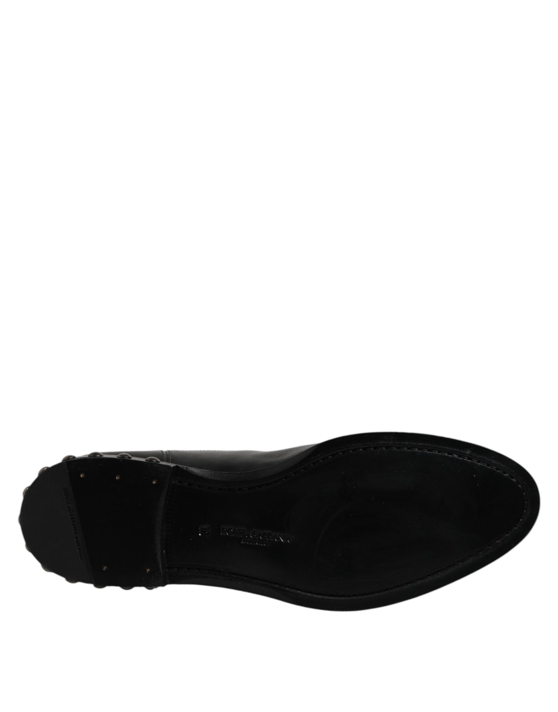 Dolce & Gabbana Black Leather Logo Ankle Boots