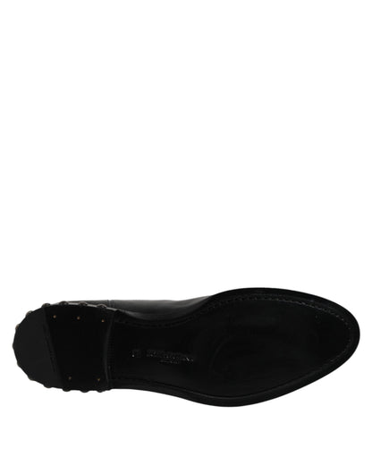 Dolce & Gabbana Black Leather Logo Ankle Boots