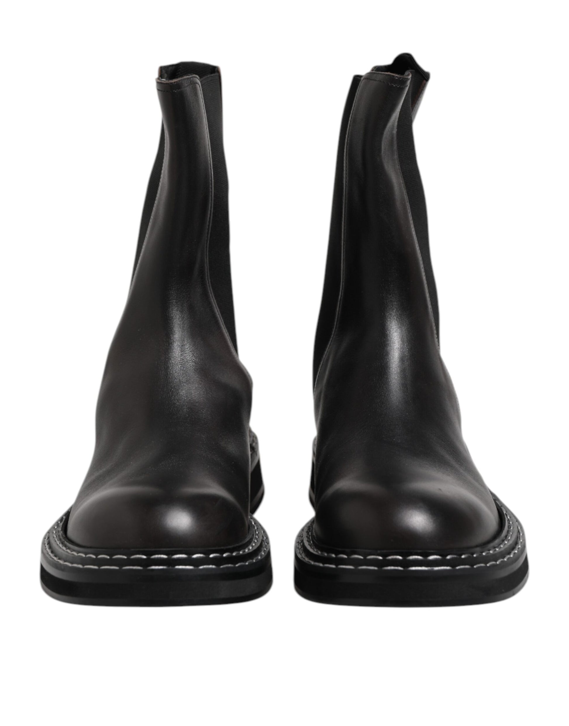 Dolce & Gabbana Black Leather Mid Calf Boots