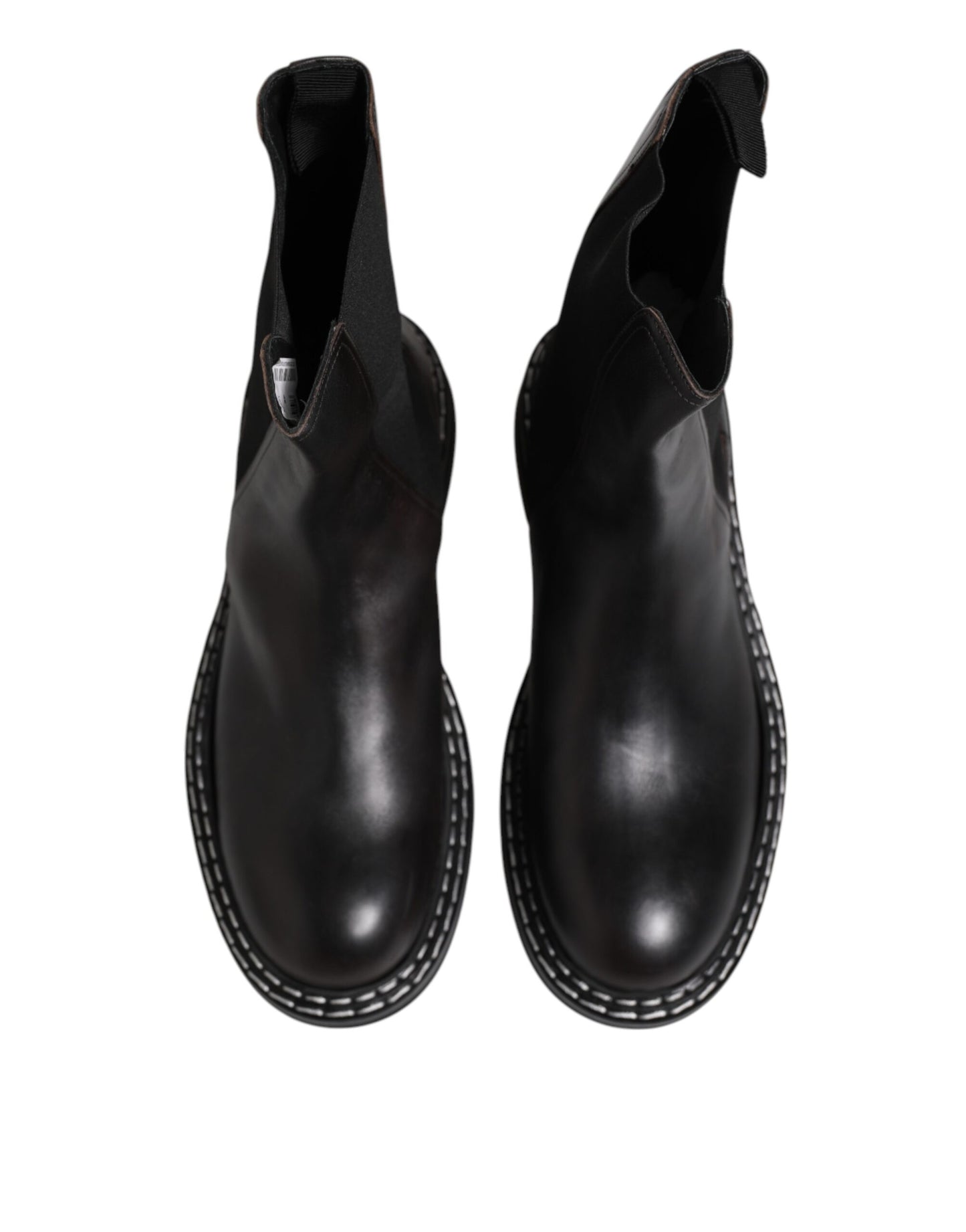 Dolce & Gabbana Black Leather Mid Calf Boots