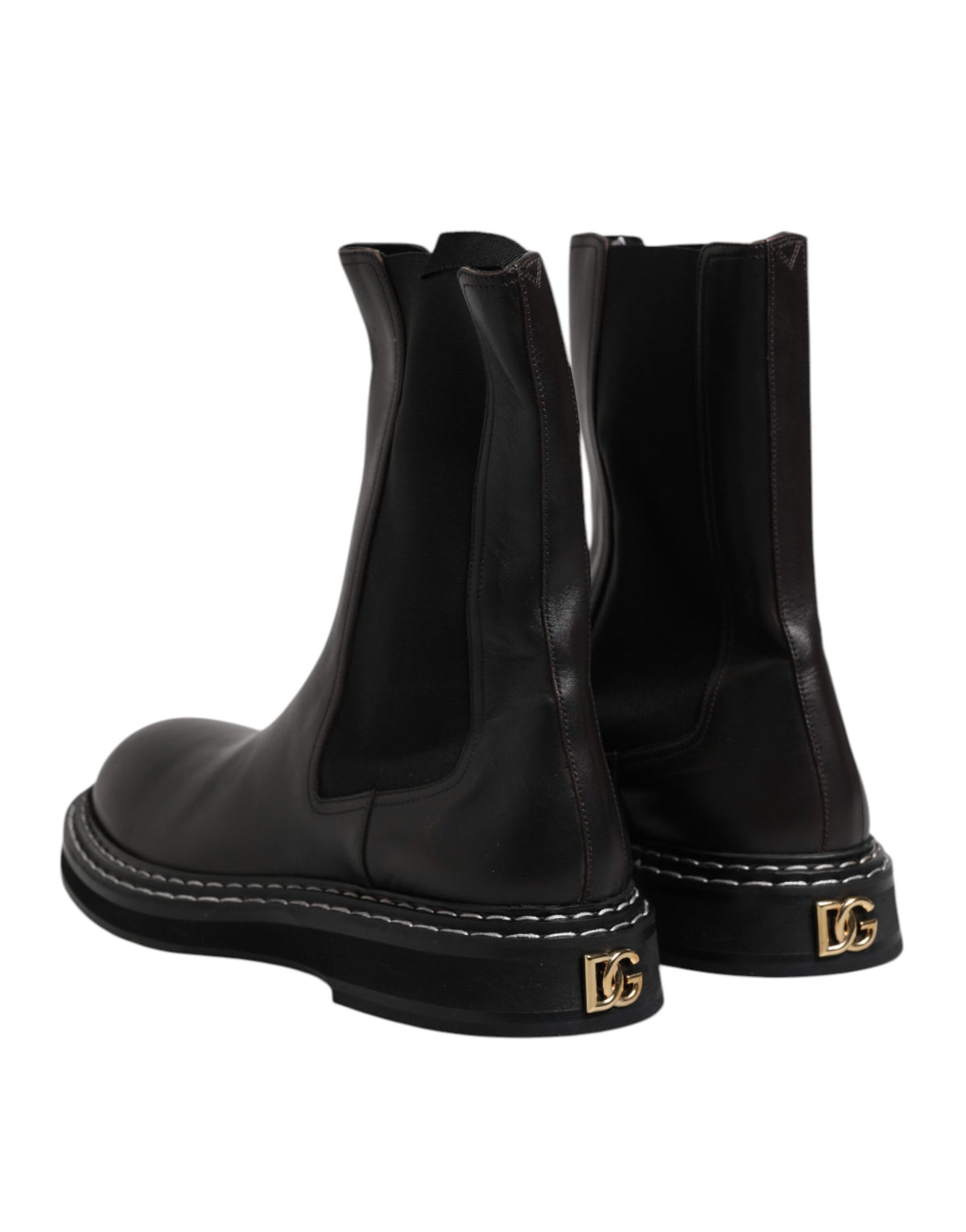 Dolce & Gabbana Black Leather Mid Calf Boots