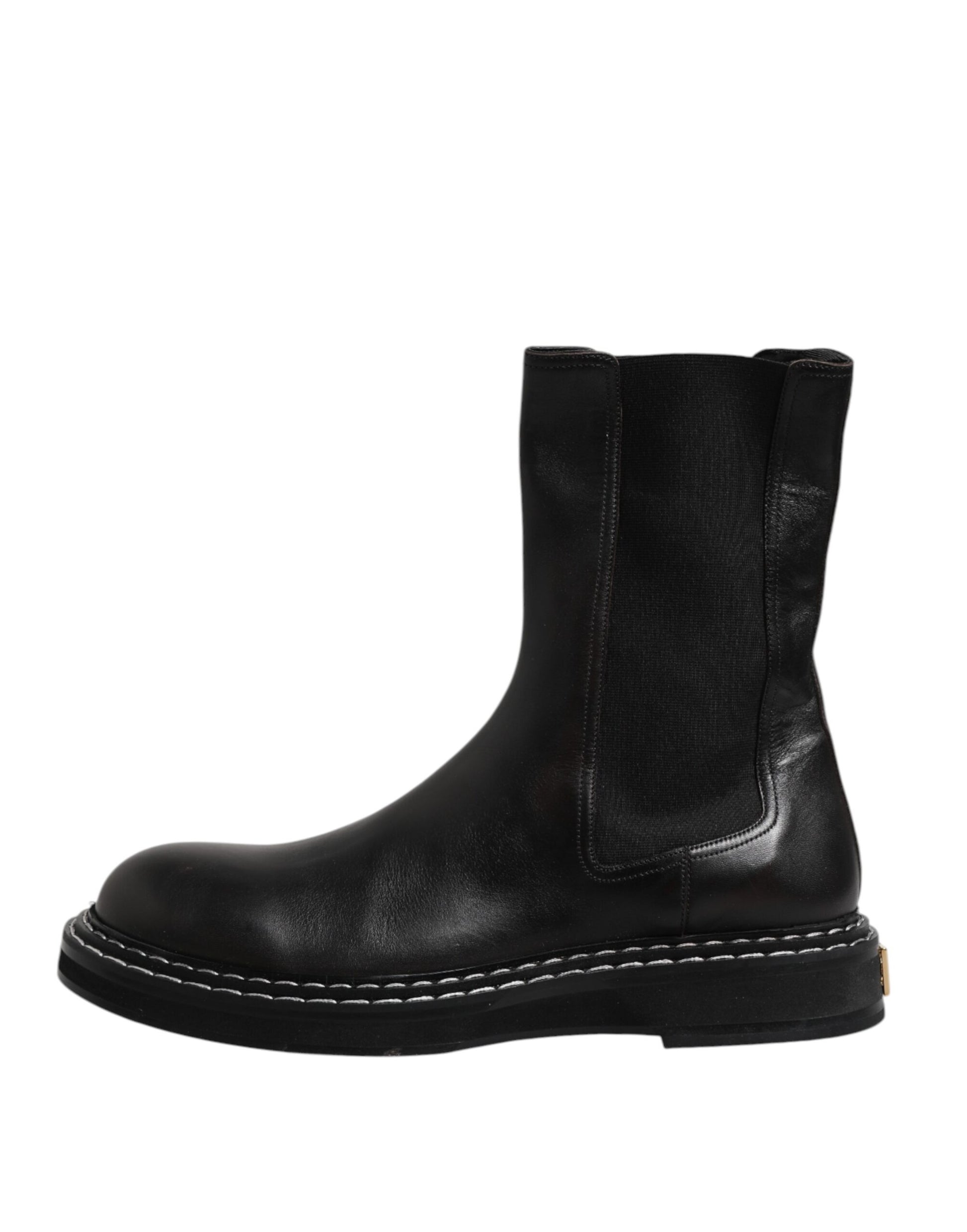 Dolce & Gabbana Black Leather Mid Calf Boots