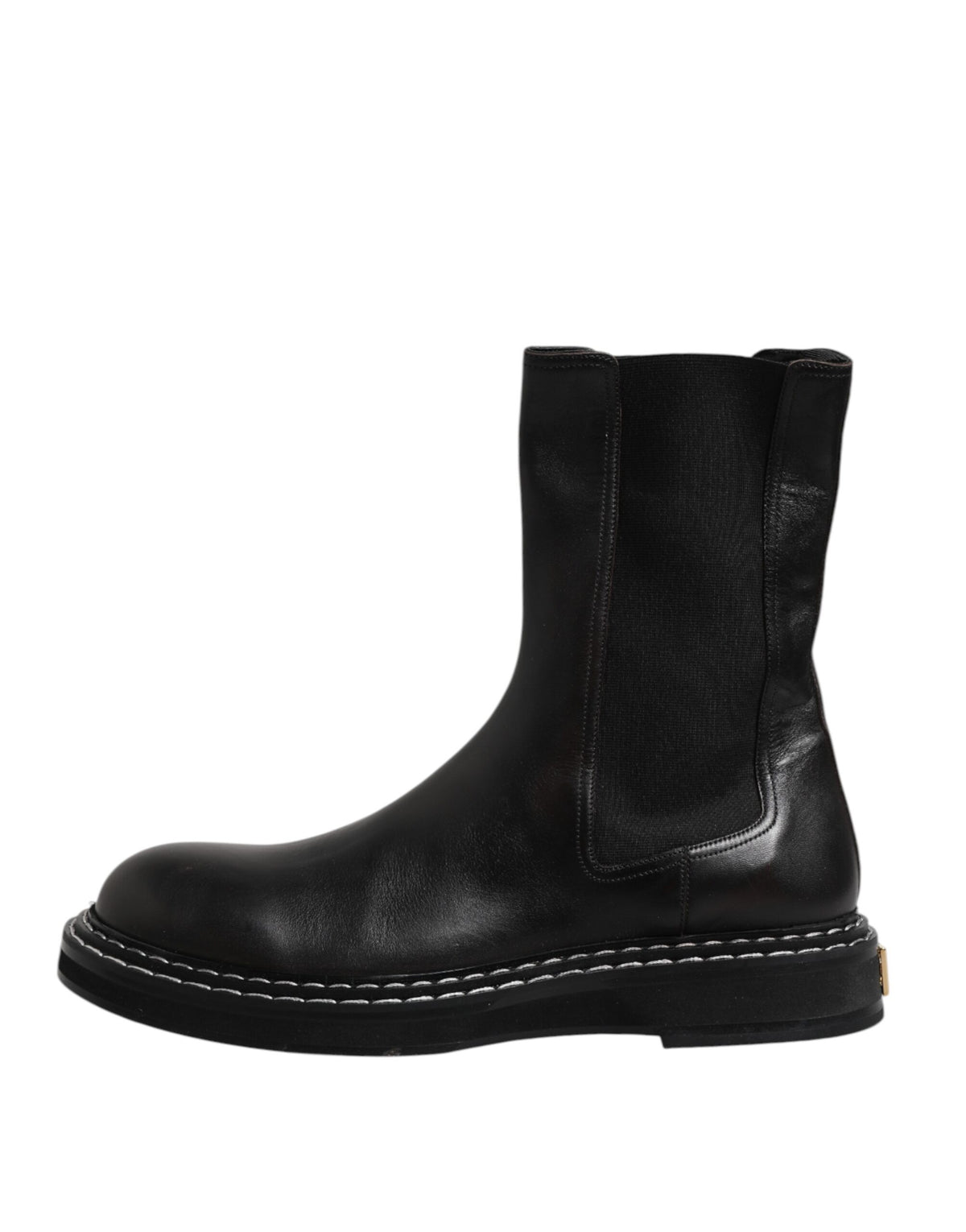 Dolce & Gabbana Black Leather Mid Calf Boots