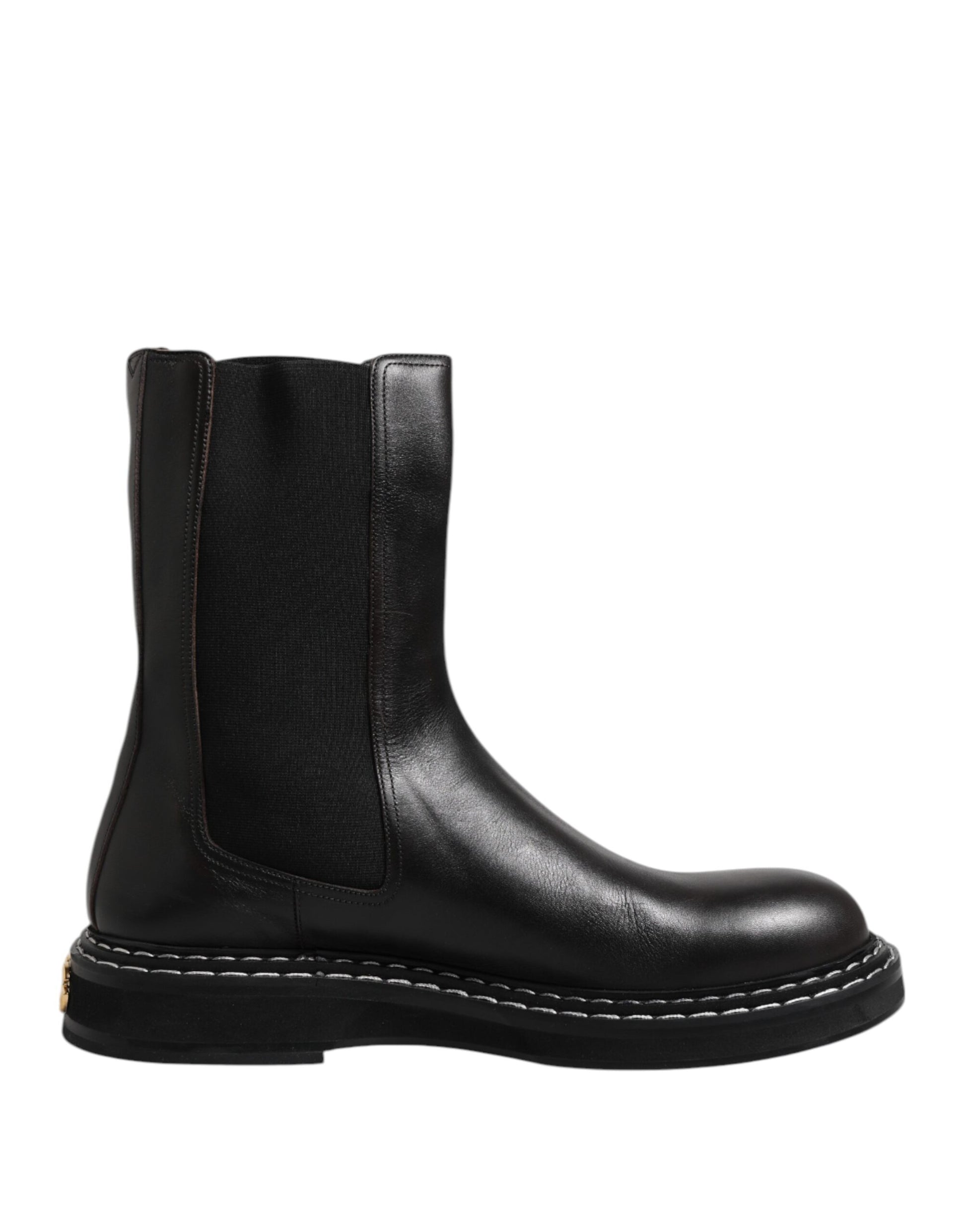 Dolce & Gabbana Black Leather Mid Calf Boots